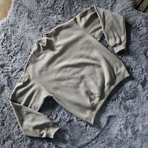 Athleisure Sweatshirt with Cowl Neck Slit Stone Color Sz M